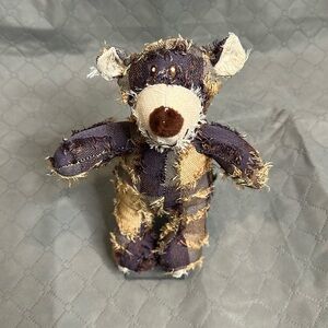 Dog Toy Purple Gold Patchwork Teddy Bear Plush Toy w/squeaker Medium Chew Toy